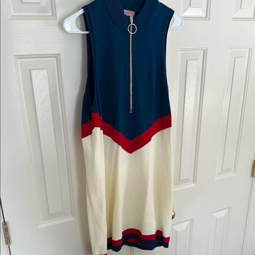 Sleeveless Navy and Red Dress